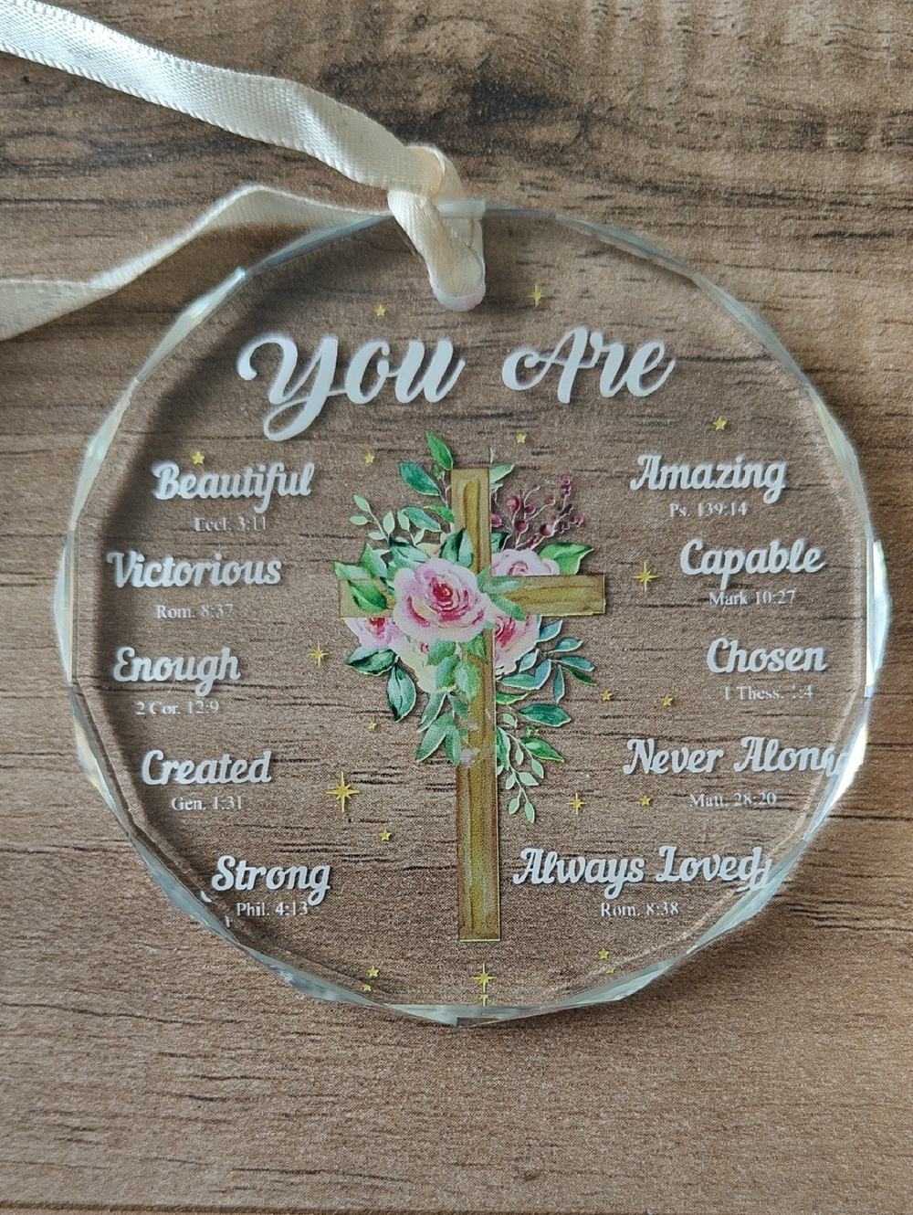 NWT Christian Glass Ornament